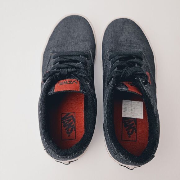 VANS Off The Wall TB4R Youth Sz 2 Textile Black Charcoal w/ Red Stripe Sneakers - Picture 9 of 13